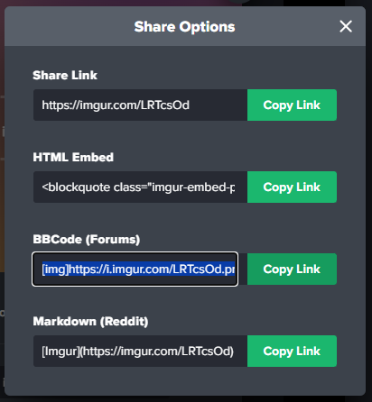 Share options for an imgur.com post.