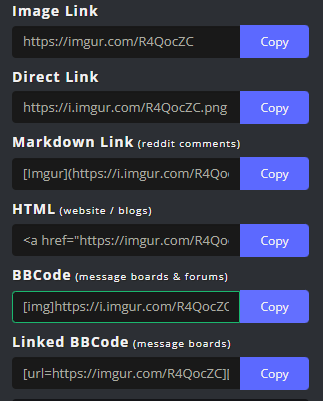 Another screenshot of the share options for an imgur.com post.